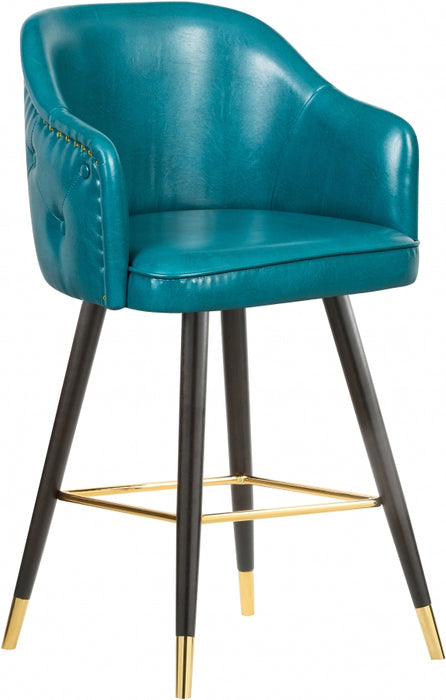 Meridian Furniture - Barbosa Faux Leather Bar-Counter Stool Set of 2 in Blue - 900Blue-C - GreatFurnitureDeal