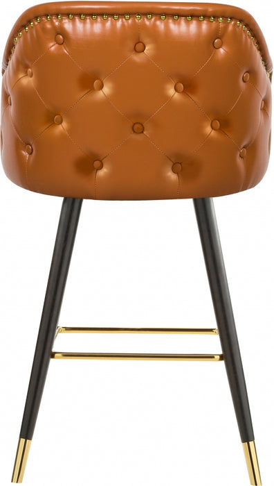 Meridian Furniture - Barbosa Faux Leather Bar-Counter Stool Set of 2 in Cognac - 900Cognac-C - GreatFurnitureDeal