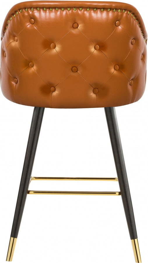 Meridian Furniture - Barbosa Faux Leather Bar-Counter Stool Set of 2 in Cognac - 900Cognac-C - GreatFurnitureDeal