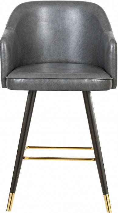 Meridian Furniture - Barbosa Faux Leather Bar-Counter Stool Set of 2 in Grey - 900Grey-C - GreatFurnitureDeal