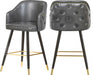 Meridian Furniture - Barbosa Faux Leather Bar-Counter Stool Set of 2 in Grey - 900Grey-C - GreatFurnitureDeal