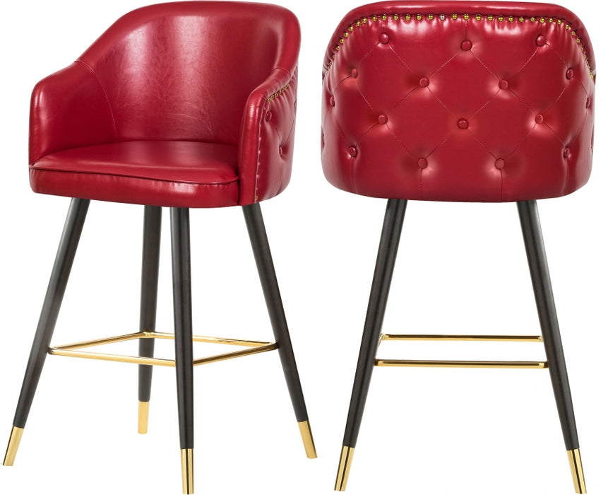 Meridian Furniture - Barbosa Faux Leather Bar-Counter Stool Set of 2 in Red - 900Red-C - GreatFurnitureDeal