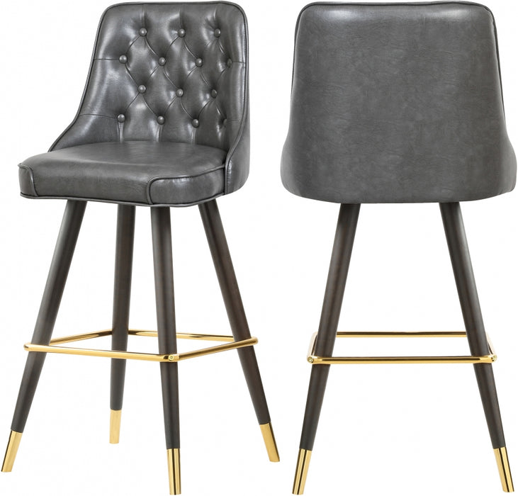 Meridian Furniture - Portnoy Faux Leather Counter Stool Set of 2 in Grey - 908Grey-C - GreatFurnitureDeal