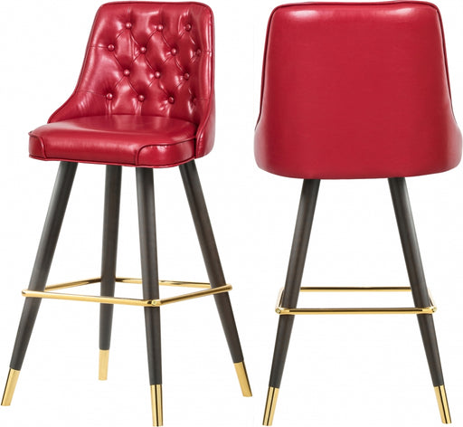 Meridian Furniture - Portnoy Faux Leather Counter Stool Set of 2 in Red - 908Red-C - GreatFurnitureDeal