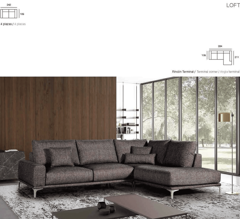 ESF Furniture - Loft Living Room 3 Piece Sectional Room Set - LOFTSECTIONAL-3SET