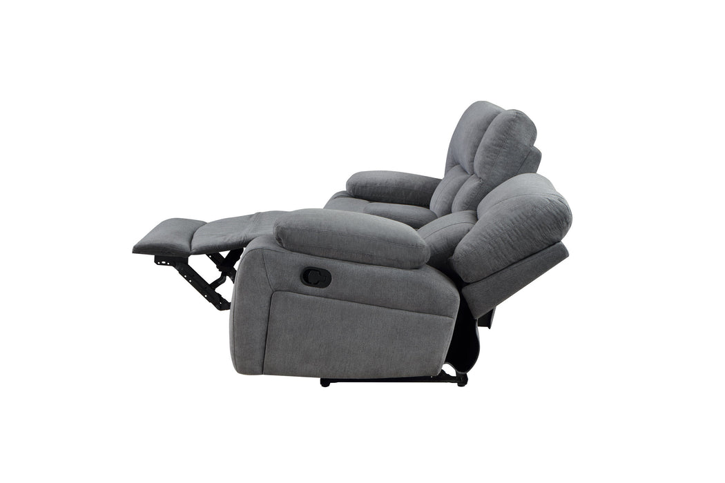 GFD Home - Ohio Manual Recliner 3Pc Living Room Set Made With Chenille Upholstery in Gray - GreatFurnitureDeal