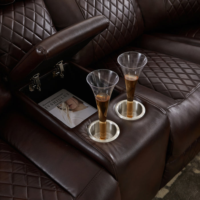 GFD Home - SECTIONAL MOTION SOFA BRWON - GreatFurnitureDeal