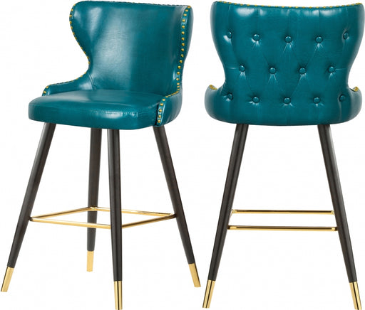 Meridian Furniture - Hendrix Faux Leather Counter Stool Set of 2 in Blue - 962Blue-C - GreatFurnitureDeal