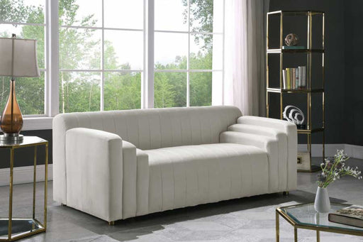 Meridian Furniture - Naya Velvet Loveseat in Cream - 637Cream-L - GreatFurnitureDeal