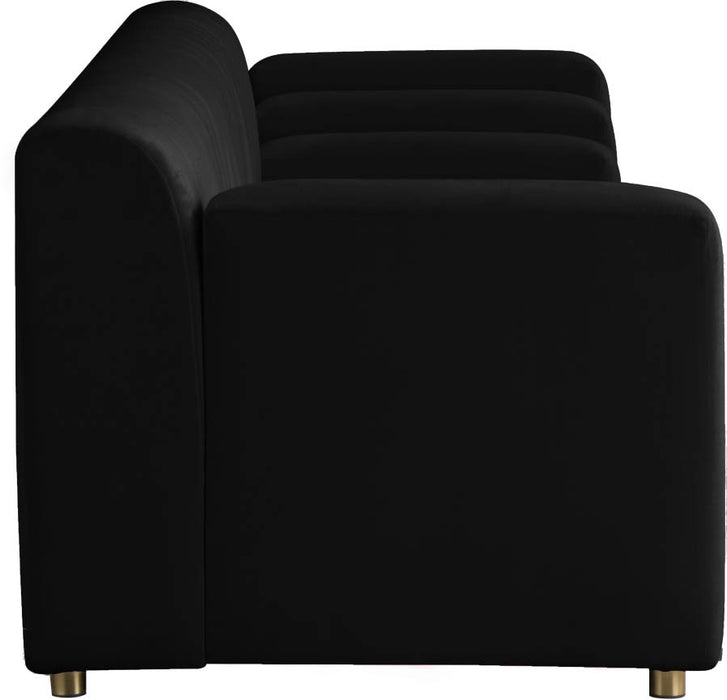 Meridian Furniture - Naya Velvet Sofa in Black - 637Black-S - GreatFurnitureDeal