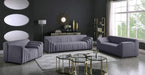 Meridian Furniture - Naya Velvet Loveseat in Grey - 637Grey-L - GreatFurnitureDeal