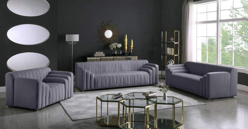 Meridian Furniture - Naya 3 Piece Living Room Set in Grey - 637Grey-S-3SET - GreatFurnitureDeal