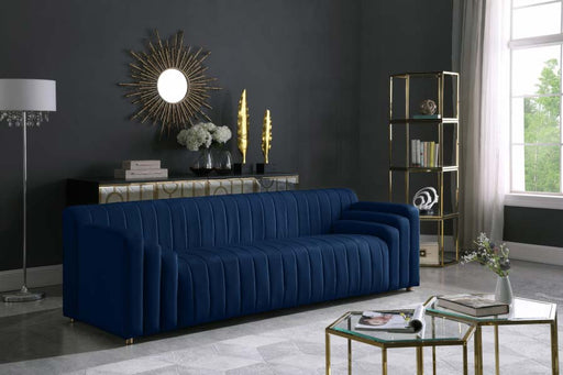 Meridian Furniture - Naya Velvet Sofa in Navy - 637Navy-S - GreatFurnitureDeal