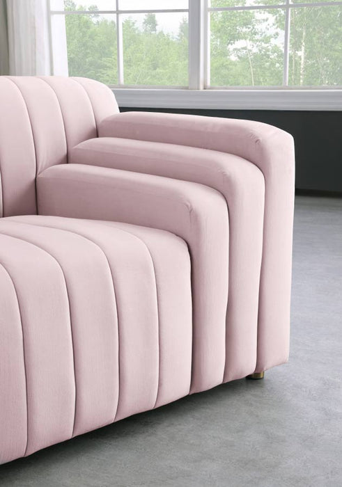 Meridian Furniture - Naya Velvet Loveseat in Pink - 637Pink-L - GreatFurnitureDeal