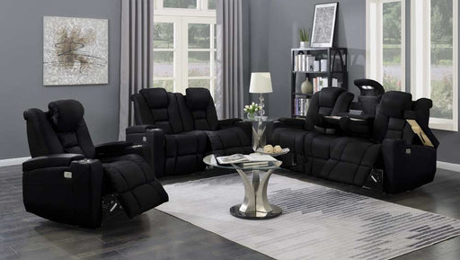 Myco Furniture - Transformers Leather Power Reclining Sofa in Black with Drop-down Table - 1106-S-BK - GreatFurnitureDeal