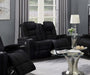 Myco Furniture - Transformers Leather Reclining Loveseat in Black - 1106-L-BK