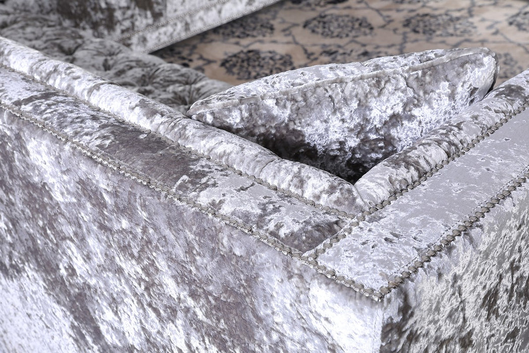 VIG Furniture - Divani Casa Fredrick Modern Grey Crushed Velvet Sectional Sofa - VG2T1117-GRY - GreatFurnitureDeal