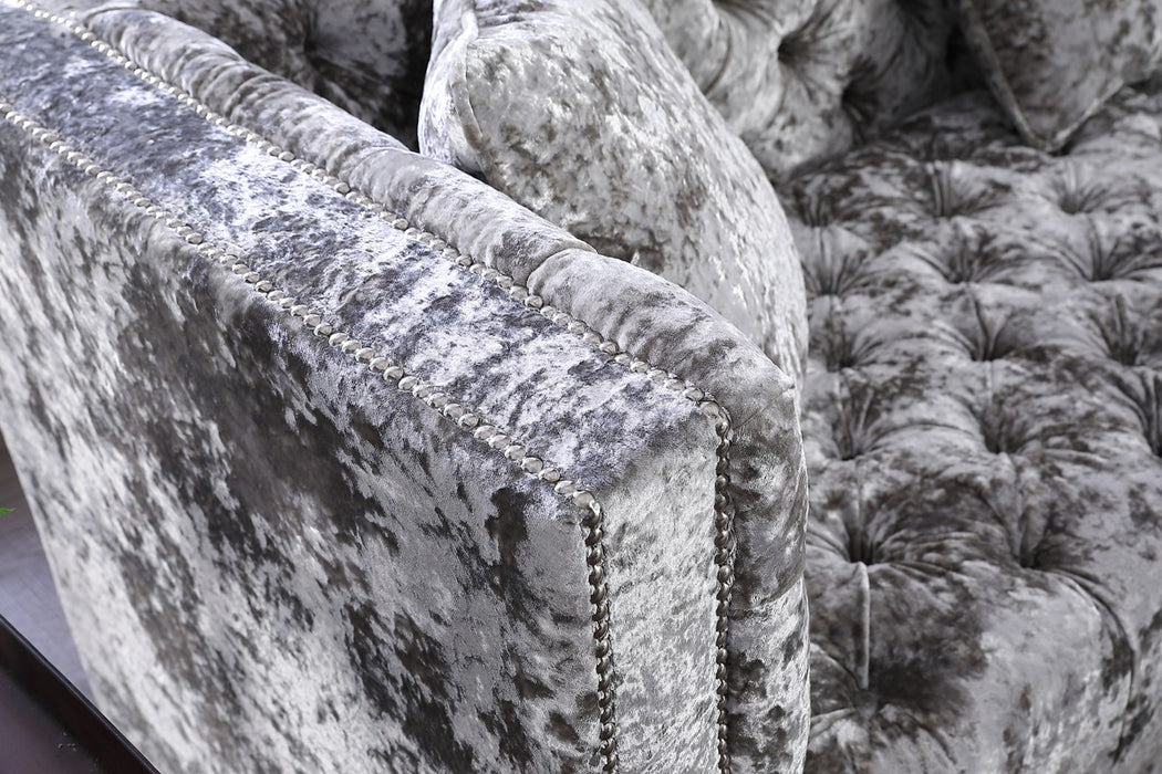 VIG Furniture - Divani Casa Fredrick Modern Grey Crushed Velvet Sectional Sofa - VG2T1117-GRY