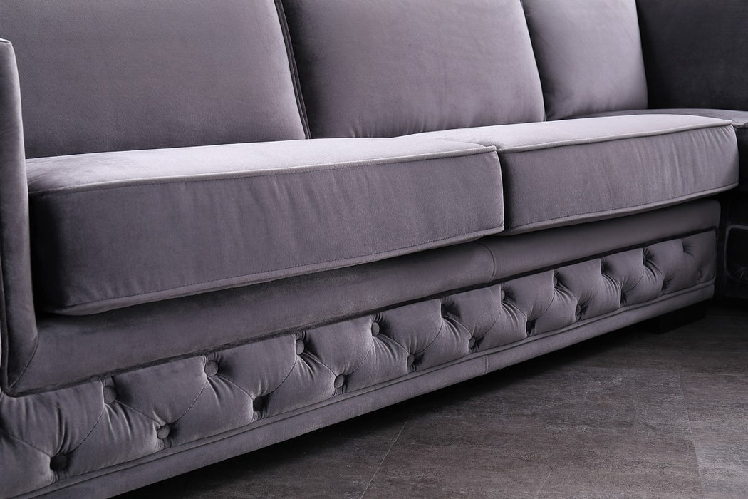 VIG Furniture - Divani Casa Jean Modern Grey Velvet Sectional Sofa - VG2T1125-GRY
