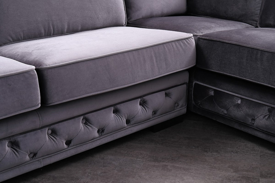 VIG Furniture - Divani Casa Jean Modern Grey Velvet Sectional Sofa - VG2T1125-GRY