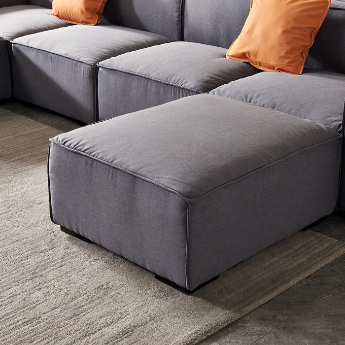GFD Home - Modular U Shape Sectional Fabric Sofa (Grey) - GreatFurnitureDeal