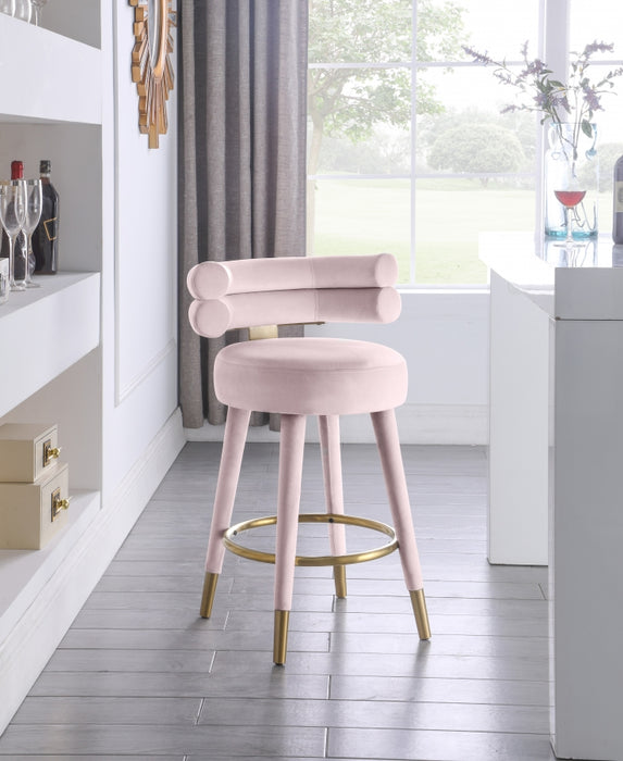 Meridian Furniture - Fitzroy Velvet Counter Stool Set of 2 in Pink - 798Pink-C - GreatFurnitureDeal