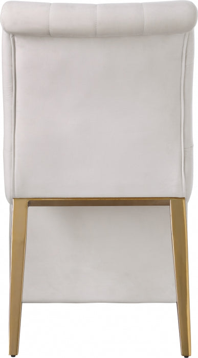 Meridian Furniture - Curve Velvet Dining Chair Set of 2 in Cream - 920Cream-C - GreatFurnitureDeal