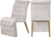 Meridian Furniture - Curve Velvet Dining Chair Set of 2 in Cream - 920Cream-C - GreatFurnitureDeal