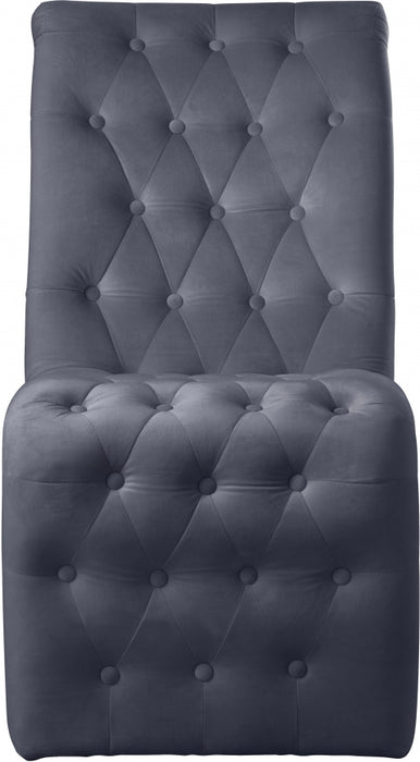 Meridian Furniture - Curve Velvet Dining Chair Set of 2 in Grey - 920Grey-C - GreatFurnitureDeal