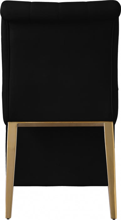 Meridian Furniture - Curve Velvet Dining Chair Set of 2 in Black - 920Black-C - GreatFurnitureDeal