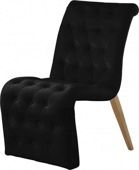 Meridian Furniture - Curve Velvet Dining Chair Set of 2 in Black - 920Black-C - GreatFurnitureDeal