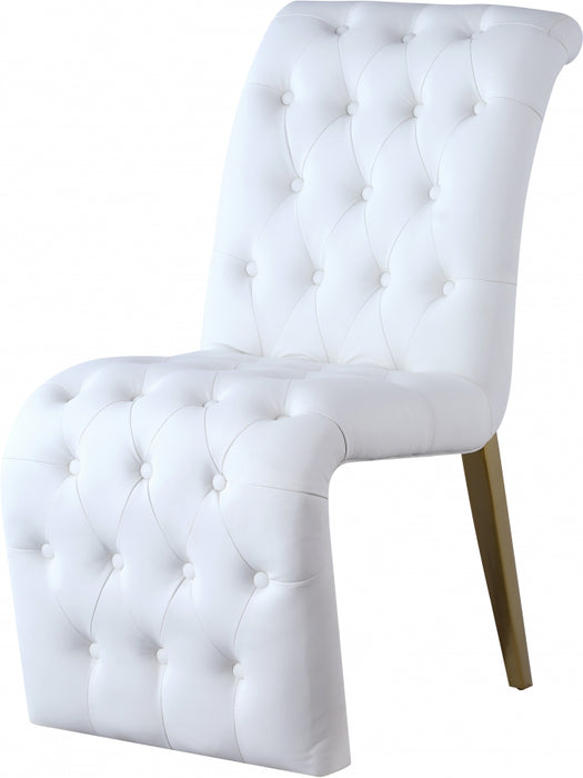 Meridian Furniture - Curve Faux Leather Dining Chair Set of 2 in White - 920White-C