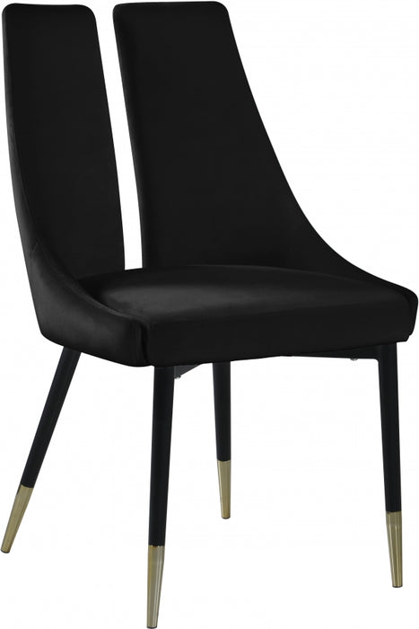 Meridian Furniture - Sleek Velvet Dining Chair Set of 2 in Black - 944Black-C - GreatFurnitureDeal
