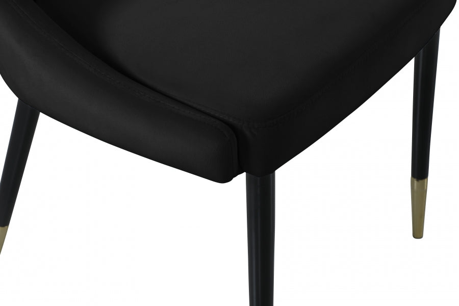 Meridian Furniture - Sleek Velvet Dining Chair Set of 2 in Black - 944Black-C - GreatFurnitureDeal