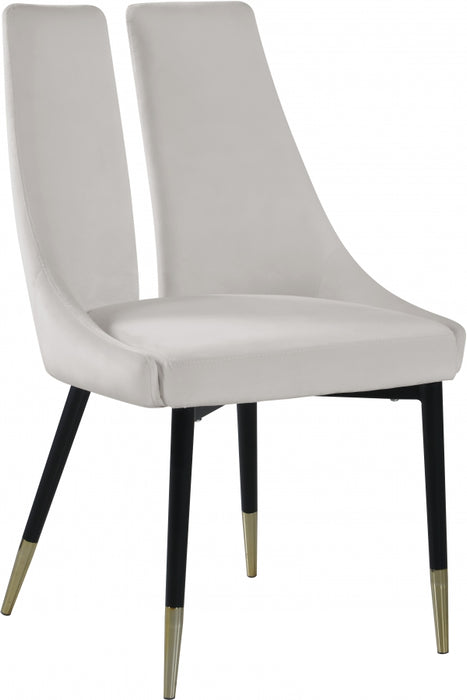 Meridian Furniture - Sleek Velvet Dining Chair Set of 2 in Cream - 944Cream-C - GreatFurnitureDeal