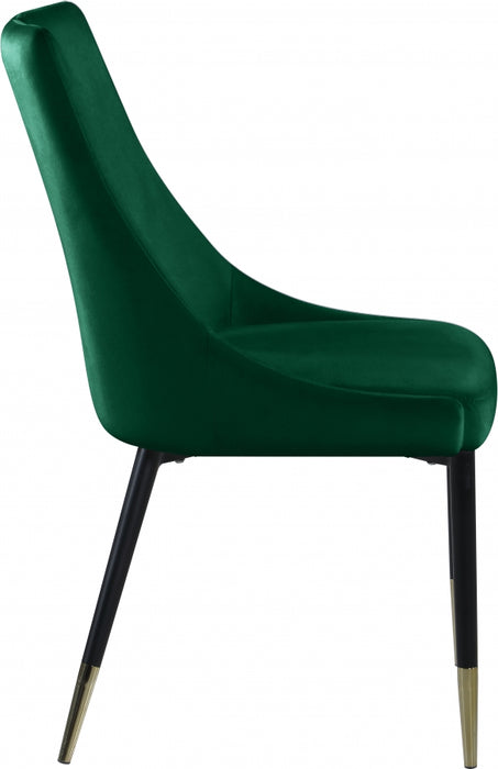 Meridian Furniture - Sleek Velvet Dining Chair Set of 2 in Green - 944Green-C - GreatFurnitureDeal