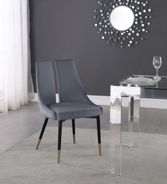 Meridian Furniture - Sleek Velvet Dining Chair Set of 2 in Grey - 944Grey-C