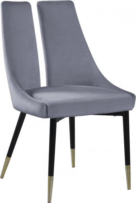 Meridian Furniture - Sleek Velvet Dining Chair Set of 2 in Grey - 944Grey-C - GreatFurnitureDeal