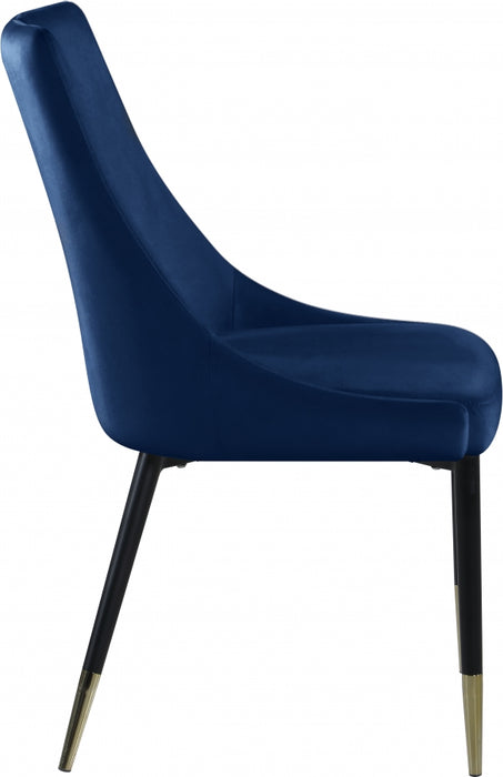 Meridian Furniture - Sleek Velvet Dining Chair Set of 2 in Navy - 944Navy-C