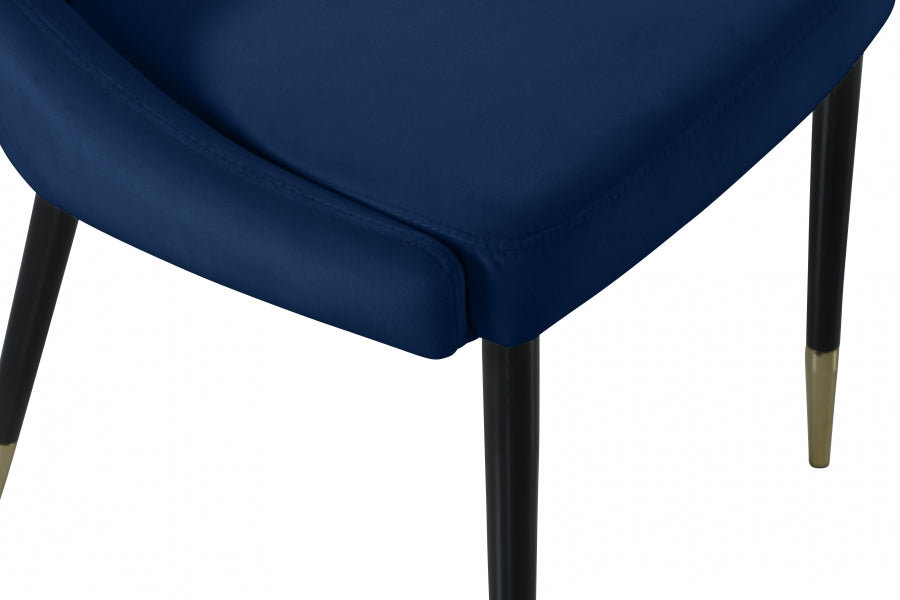 Meridian Furniture - Sleek Velvet Dining Chair Set of 2 in Navy - 944Navy-C - GreatFurnitureDeal