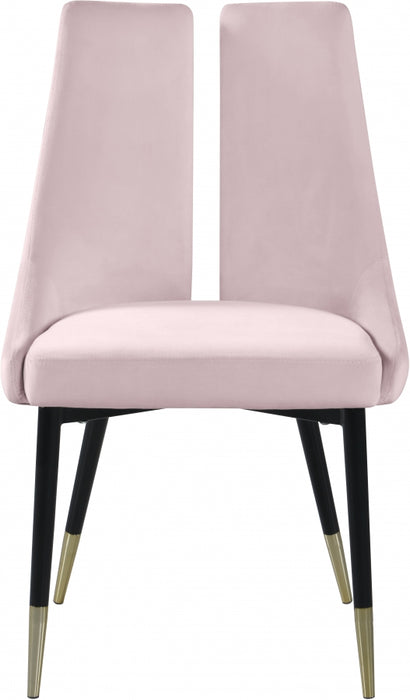 Meridian Furniture - Sleek Velvet Dining Chair Set of 2 in Pink - 944Pink-C - GreatFurnitureDeal