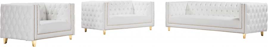 Meridian Furniture - Michelle Faux Leather Loveseat in White - 651White-L - GreatFurnitureDeal