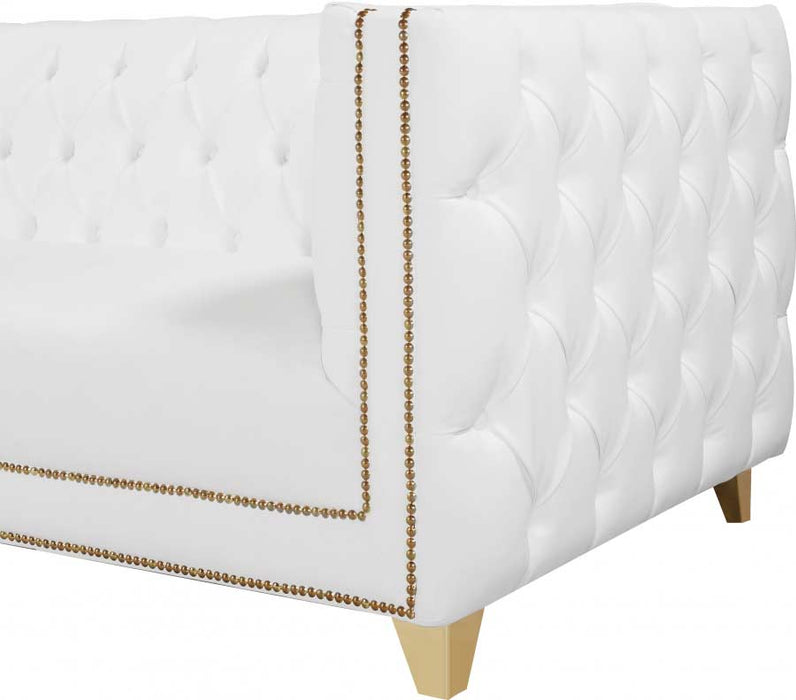 Meridian Furniture - Michelle Faux Leather Loveseat in White - 651White-L - GreatFurnitureDeal