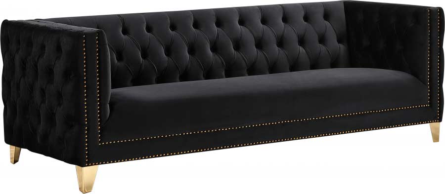 Meridian Furniture - Michelle Velvet Sofa in Black - 652Black-S - GreatFurnitureDeal