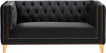 Meridian Furniture - Michelle Velvet Loveseat in Black - 652Black-L - GreatFurnitureDeal