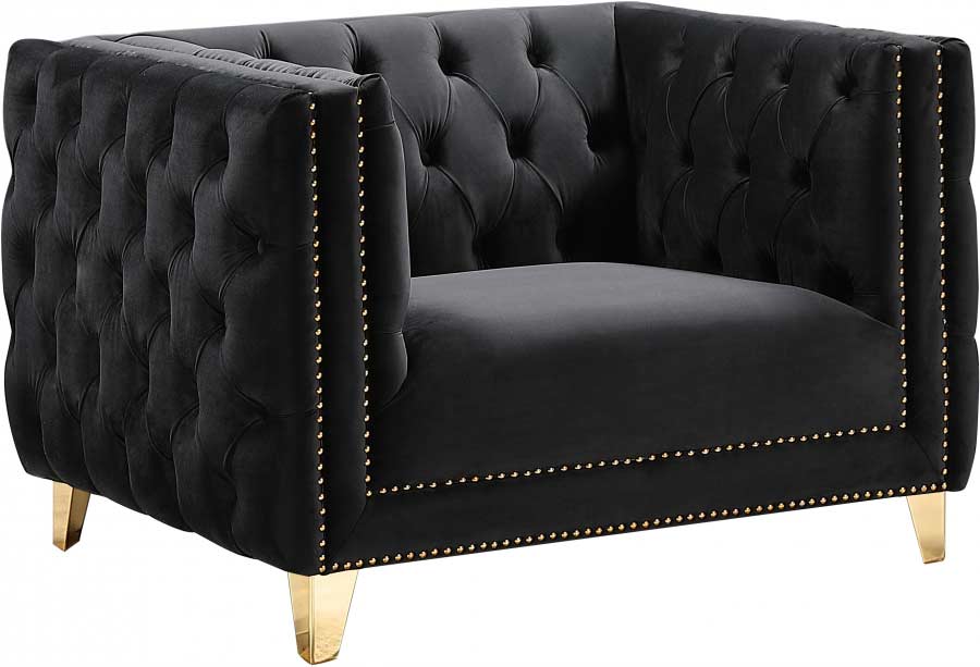 Meridian Furniture - Michelle 3 Piece Living Room Set in Black - 652Black-S-3SET - GreatFurnitureDeal