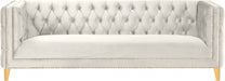 Meridian Furniture - Michelle Velvet Sofa in Cream - 652Cream-S - GreatFurnitureDeal