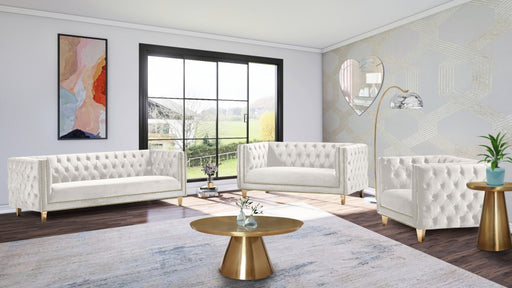 Meridian Furniture - Michelle Velvet Loveseat in Cream - 652Cream-L - GreatFurnitureDeal