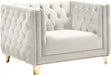 Meridian Furniture - Michelle 3 Piece Living Room Set in Cream - 652Cream-S-3SET - GreatFurnitureDeal