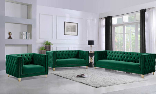 Meridian Furniture - Michelle 3 Piece Living Room Set in Green - 652Green-S-3SET - GreatFurnitureDeal